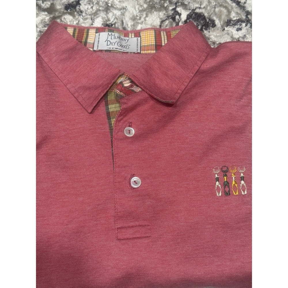 McIlHenny Dry Goods by Tabasco Large Polo Shirt Red Le Triomphe Cajun 4 Ball‎